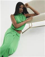 River Island Womens Green Midi A Line Skirt Size S