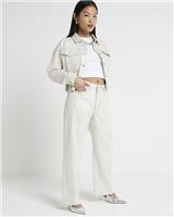 River Island Womens Silver Denim Straight Jeans 10 Petite