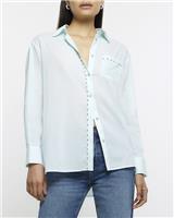 River Island Womens Blue Cotton Long sleeved Shirt Size XS