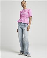 River Island Womens Pink Crepe Short sleeved Top Size 14