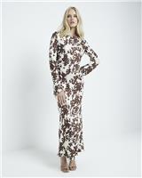 River Island Womens Brown Maxi A line Jacquard Dress Size 10