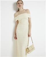 River Island Womens Yellow Cotton Midi Bodycon Dress Size 6