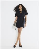 River Island Womens Black Crepe Short sleeved Shirt Size 12