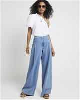 River Island Womens White Linen Mid sleeved Tunic Top Size 12