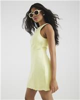 River Island Womens Yellow Cotton Mini Pinafore Dress Size 10