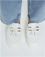 River Island Womens White Synthetic Flat Plimsole Shoes Size UK 2