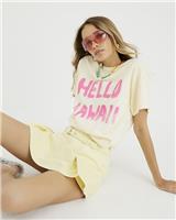 River Island Womens Yellow Cotton Short sleeved Top Size XS