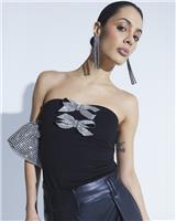 River Island Womens Black Ponti Sleeveless Bandeau Top Size 18