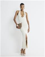 River Island Womens Cream Midaxi Pencil Dress Size M