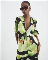 River Island Womens Black Satin Short sleeved Shirt Size 8