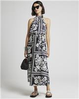 River Island Womens Black Midi Shift Crepe Dress Size 10