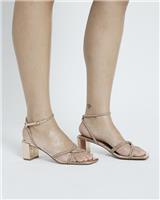 River Island Womens Gold Synthetic Medium T-bar Sandals Size UK 6