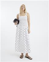 River Island Womens White Cotton Midi Dress Size 8