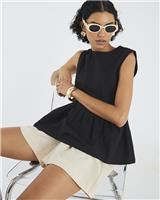 River Island Womens Black Cotton Short sleeved Top Size 6