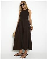 River Island Womens Brown Linen Midaxi A line Dress Size 6