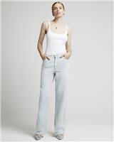 River Island Womens Blue Denim Straight Jeans 12 Short