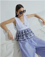 River Island Womens Blue Cotton Sleeveless Top Size 10