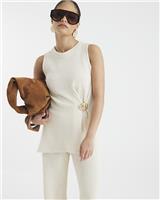 River Island Womens Cream Cotton Sleeveless Top S Petite