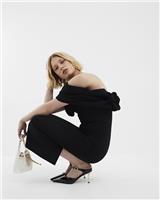 River Island Womens Black Midi Pencil Scuba Dress Size XS