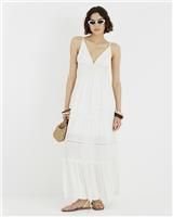 River Island Womens Cream Cotton Long Sun Dress Size L