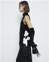 River Island Womens Black Sequin Sleeveless Shell Top Size 8