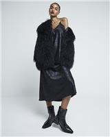 River Island Womens Black Midi Slip Jacquard Dress Size 12