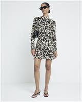 River Island Womens Brown Midi Tea Crepe Dress Size 8