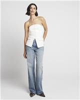 River Island Womens Beige Scuba Sleeveless Bandeau Top Size 10