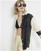 River Island Womens Beige Viscose Long sleeved Shirt Size S