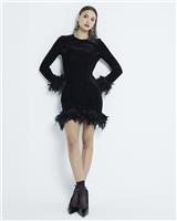 River Island Womens Black Mini Shift Velvet Dress Size 10