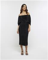River Island Womens Black Midi Off-shoulder Dress Size 10