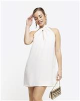 River Island Womens Beige Mini Shift Crepe Dress 8 Petite