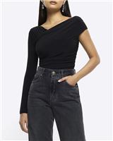 River Island Womens Black Long sleeved Body Top Size 6