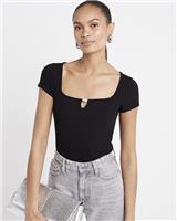 River Island Womens Black Short sleeved Body Top Size 8