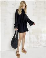 River Island Womens Black Mini Smock-dress Chiffon Dress Size 8