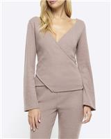 River Island Womens Beige Striped Long sleeved Top Size M