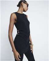 River Island Womens Black Scuba Short sleeved Tunic Top Size 8