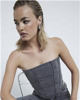 River Island Womens Grey Denim Sleeveless Top Size M