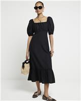 River Island Womens Black Viscose Midi Tea Dress Size 8