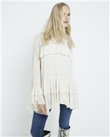 River Island Womens Beige Chiffon Long sleeved Blouse Size 10