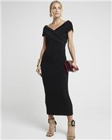 River Island Womens Black Midi Bodycon Dress Size 8