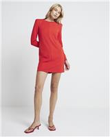 River Island Womens Red Mini Shift Scuba Dress Size 14