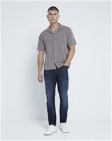 River Island Mens Beige Cotton Regular Short sleeved Shirt Size L