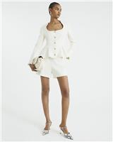 River Island Womens Cream Polyamide/Elastane Tailored Shorts Size 6