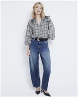 River Island Womens Grey Viscose Long sleeved Shirt Size 12