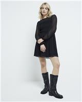 River Island Womens Black Mini Tea Chiffon Dress Size 6