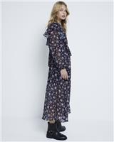 River Island Womens Black Midi A line Chiffon Dress Size 6