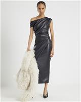 River Island Womens Black Midi Wrap Dress Size M