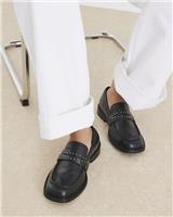 River Island Womens Black Leather Loafer Shoes Size UK 7