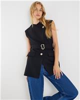 River Island Womens Black High-cut Waistcoat Size L